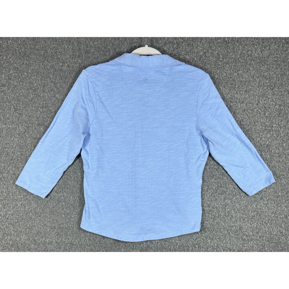 Tommy Bahama Women's Ashby Isles Blue Jersey Johnny Collar 3/4 Sleeve Top M